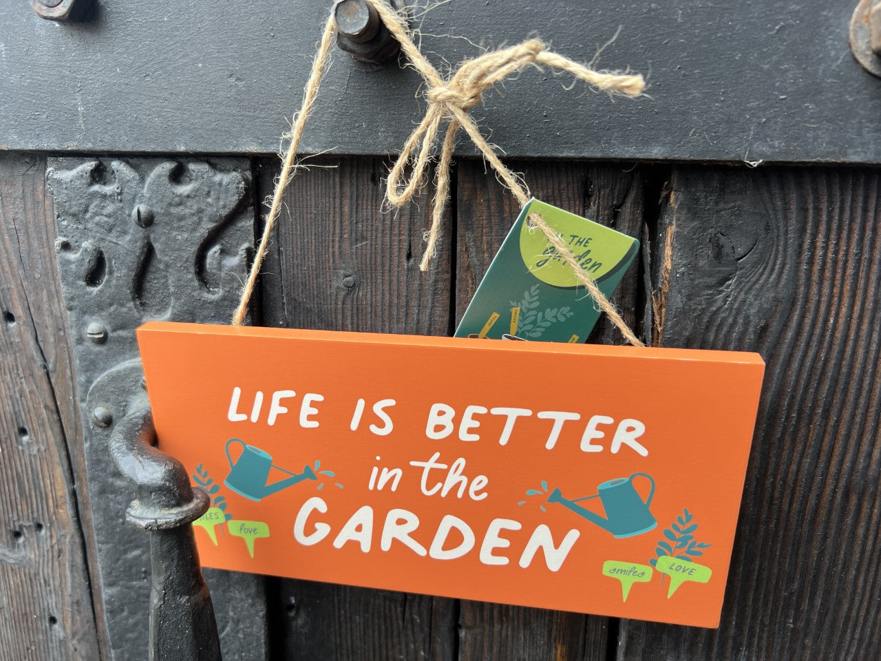 'Life in Better in the Garden' Hanging Sign